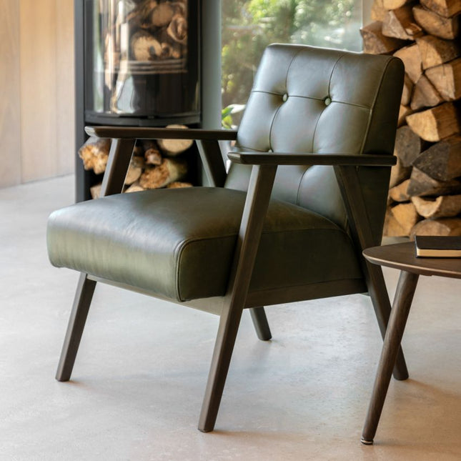 Oxbridge Heritage Green Leather Armchair