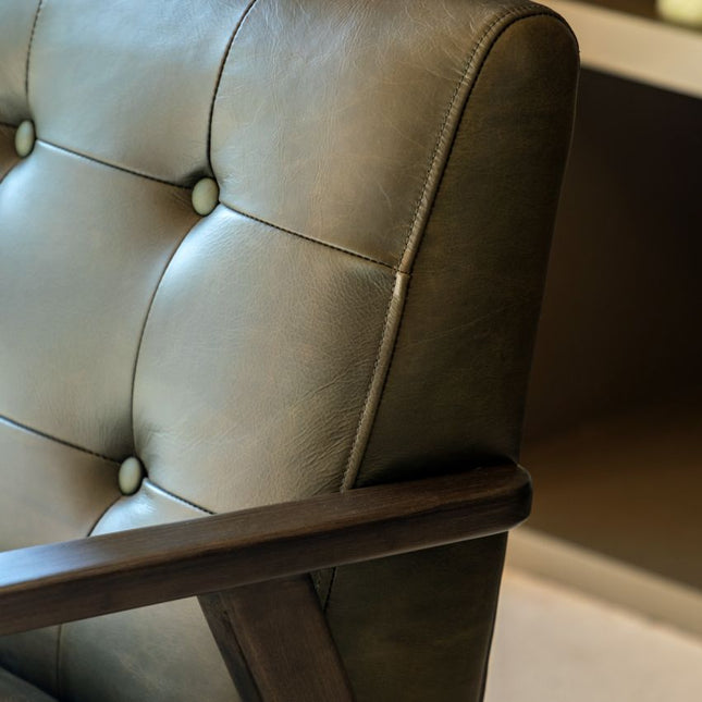 Oxbridge Heritage Green Leather Armchair