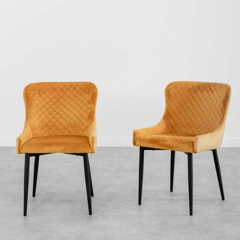 Rivington Mustard Quilted Velvet Dining Chair Set Of 2