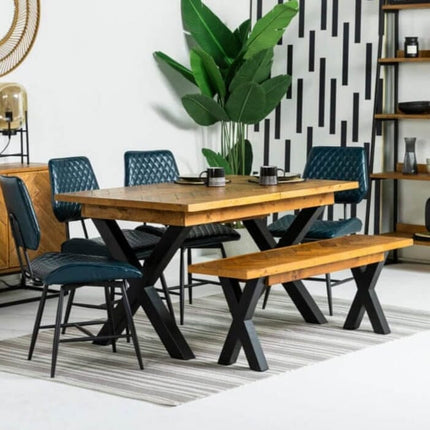 Tulsa Cross Leg Extendable Dining Table (140cm - 180cm) & Dining Bench Package Deal Tulsa 