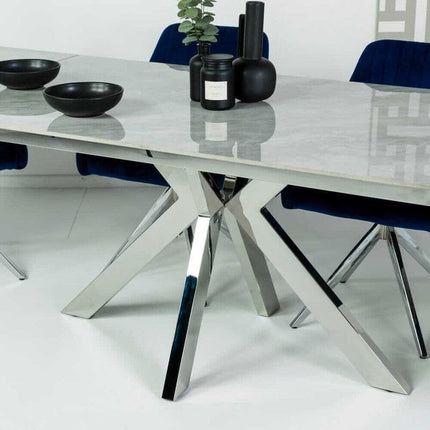 Vegas White Extendable Ceramic Dining Table with Chrome Leg (160cm-240cm) Extendable Dining Table Vegas 