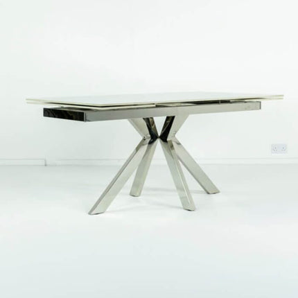 Vegas White Extendable Ceramic Dining Table with Chrome Leg (160cm-240cm) Extendable Dining Table Vegas 