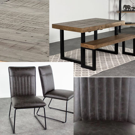 Brooklyn Extendable Dining Table (140cm - 180cm) & Cromwell Dining Chair Set Package Deal Package Deal FW Homestores Grey 2 Chairs Add 1 Bench