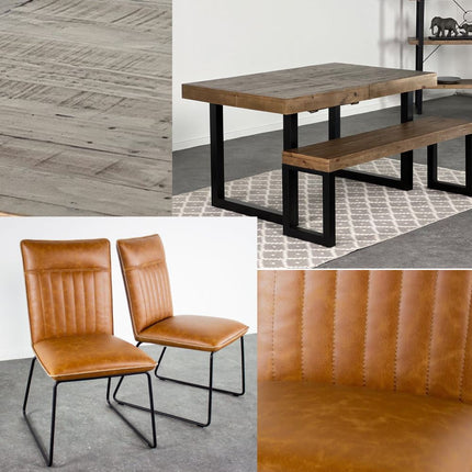Brooklyn Extendable Dining Table (140cm - 180cm) & Cromwell Dining Chair Set Package Deal Package Deal FW Homestores Tan 2 Chairs Add 1 Bench