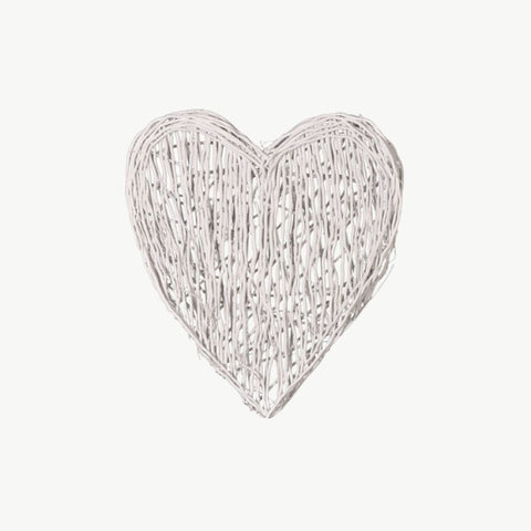 Large White Wicker Heart