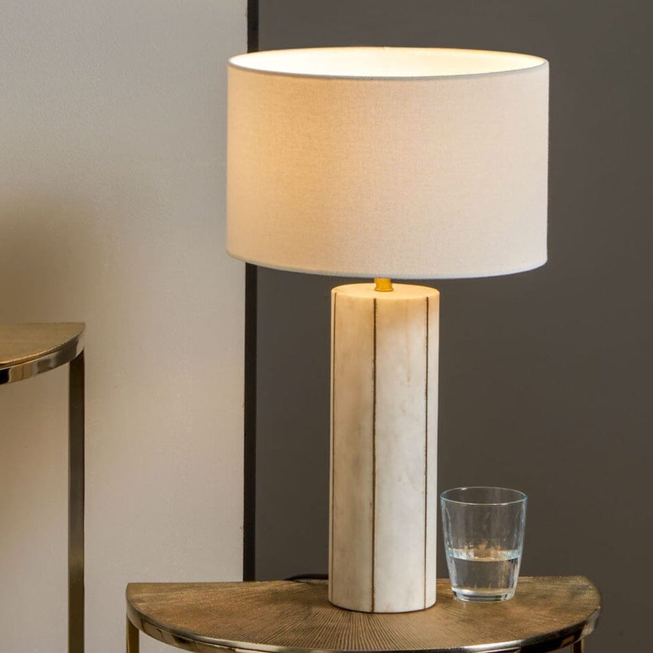 Marble and Gold Metal Tall Table Lamp Furniture FWHomestores 