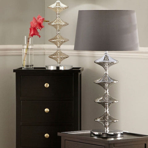 Metal and Grey Glass Table Lamp