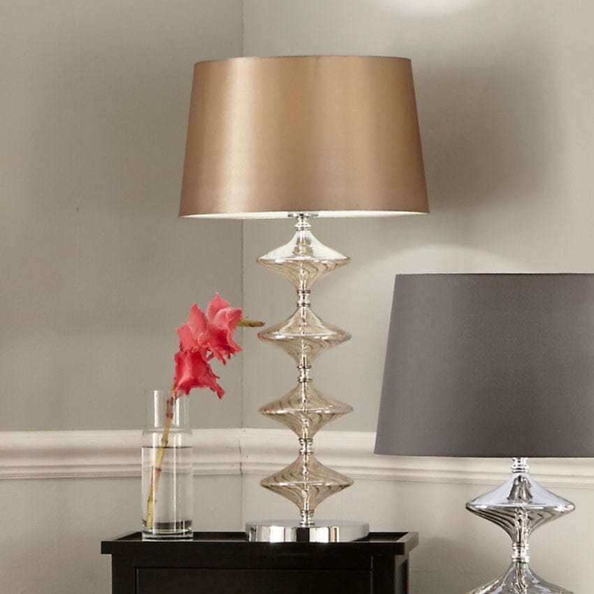Metal and Lustre Glass Table Lamp Lamp Table Black & Copper 