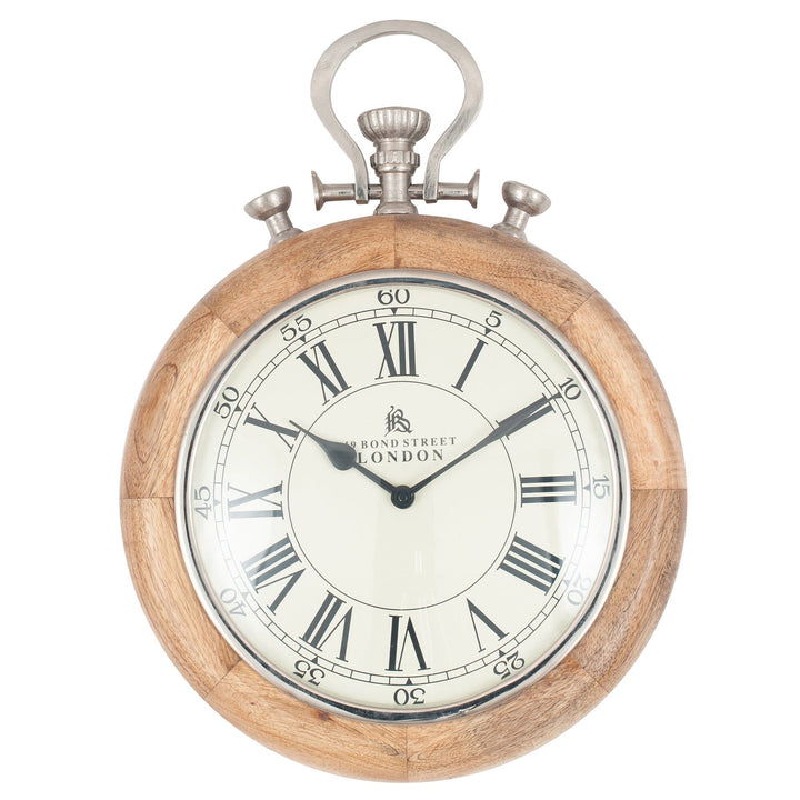 Nickel & Wood Stopwatch Wall Clock FW Homestores