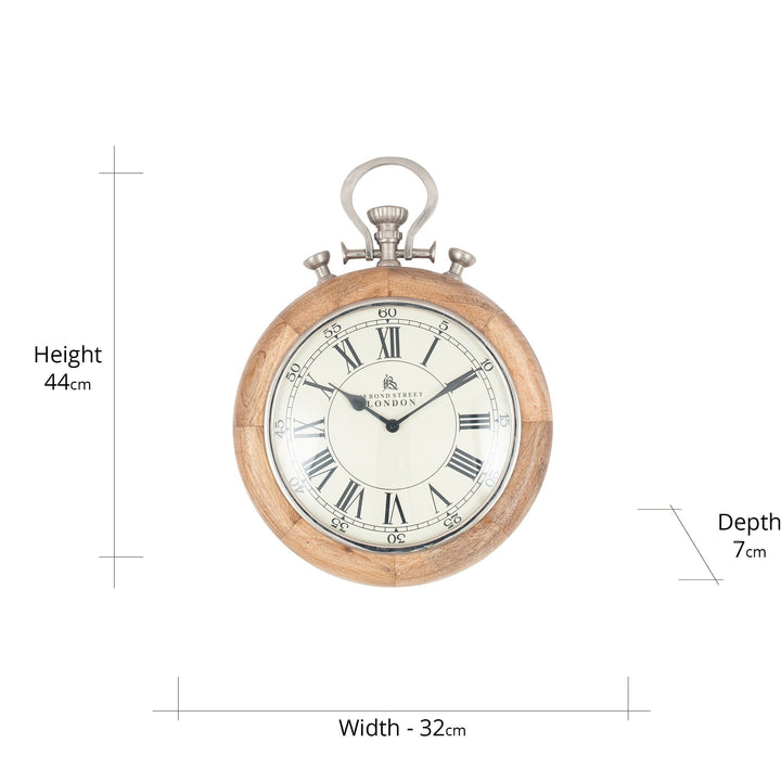 Nickel & Wood Stopwatch Wall Clock Wall Clock Black & Copper 