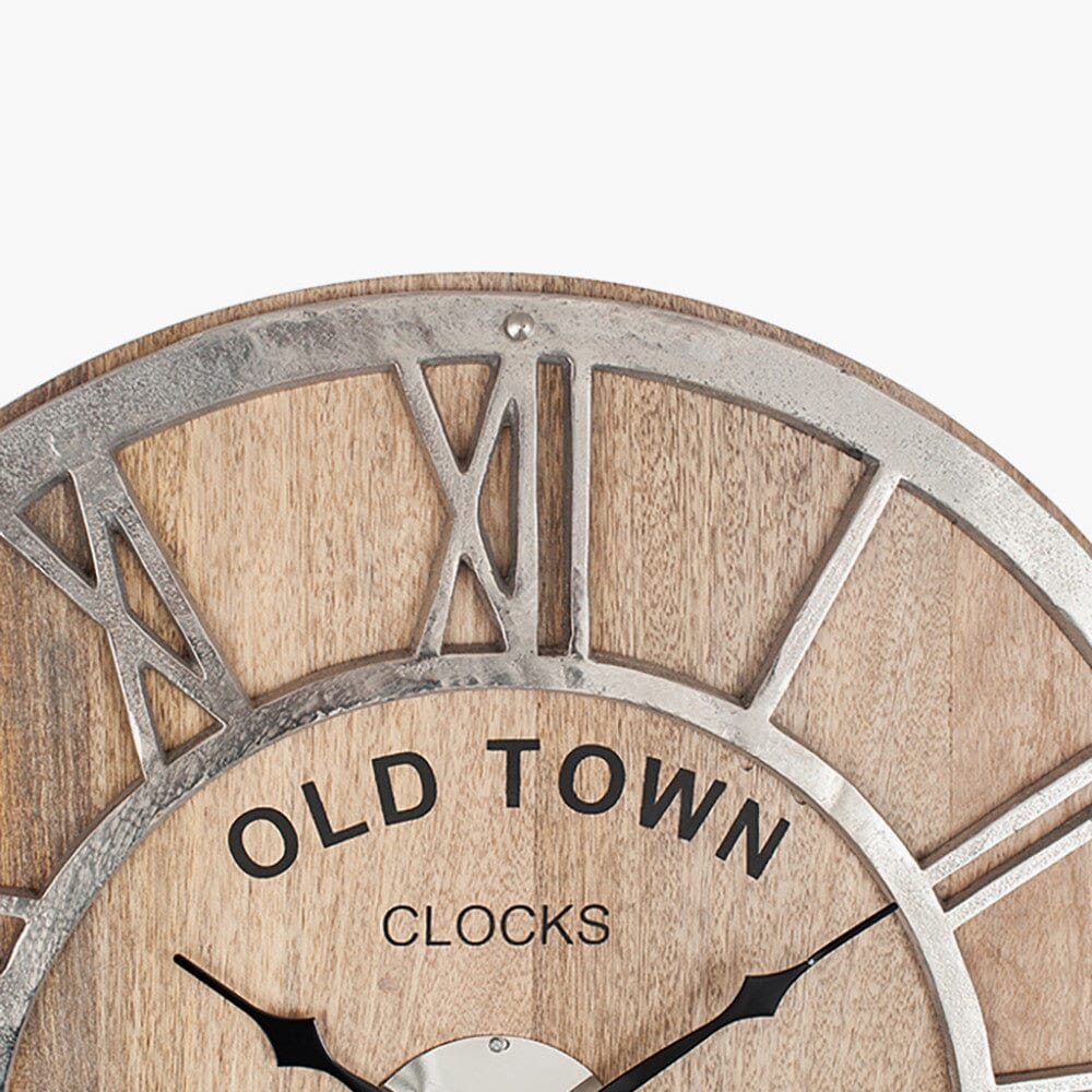Raw Nickel & Mango Wood Wall Clock Wall Clock Black & Copper 