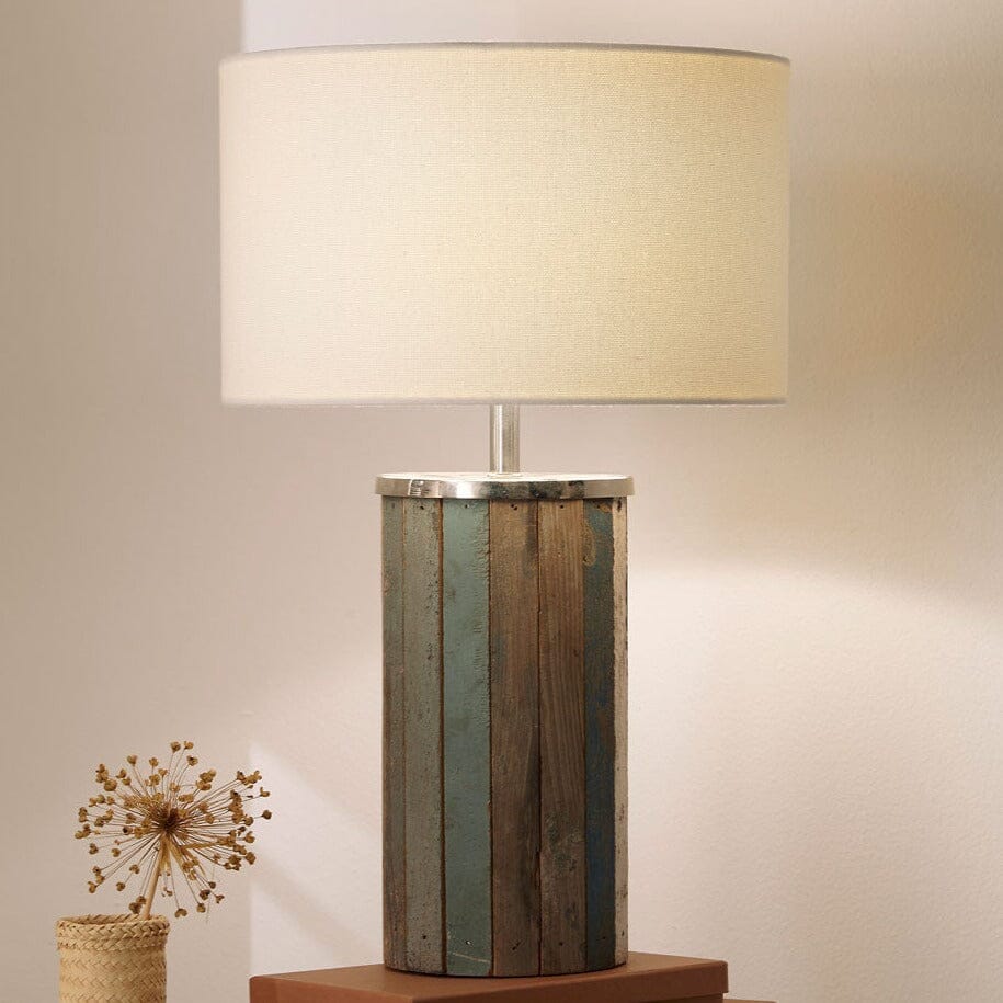 Reclaimed Wood Tapered Lamp Table Lamp Black & Copper 