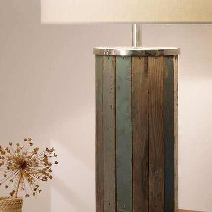 Reclaimed Wood Tapered Lamp Table Lamp Black & Copper 