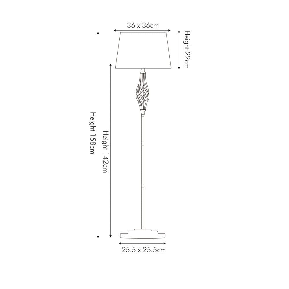 Silver Metal Twist Detail Floor Lamp Floor Lamp Black & Copper 