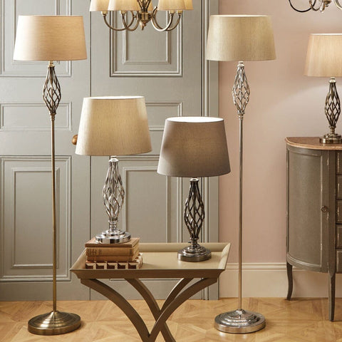 Silver Metal Twist Detail Floor Lamp