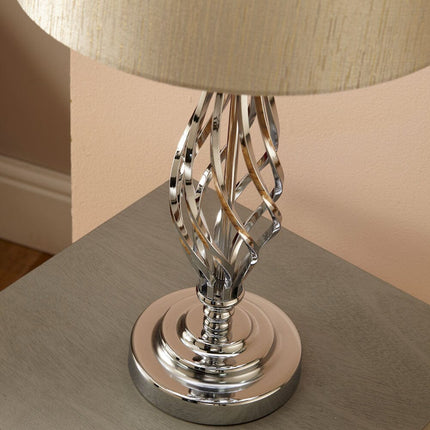 Silver Metal Twist Detail Table Lamp Table Lamp Black & Copper 