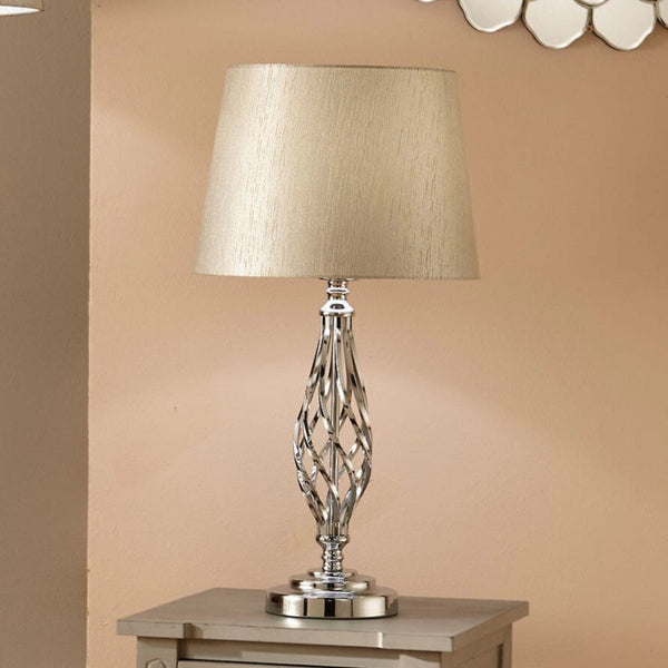 Silver Metal Twist Detail Table Lamp Table Lamp Black & Copper 