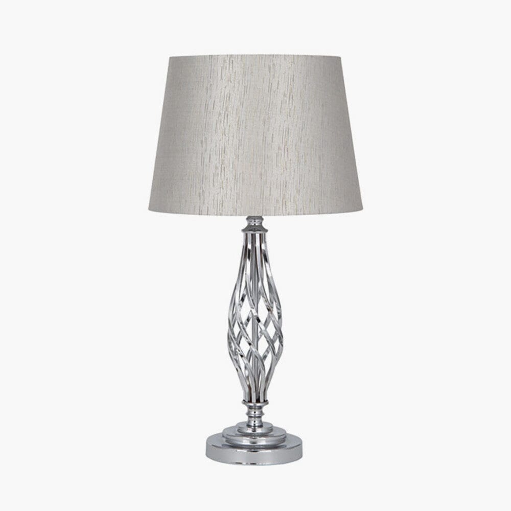Silver Metal Twist Detail Table Lamp Table Lamp Black & Copper 