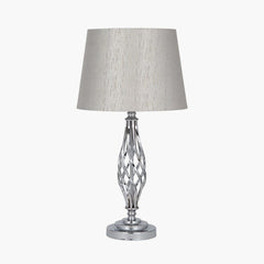 Silver Metal Twist Detail Table Lamp Table Lamp Black & Copper 