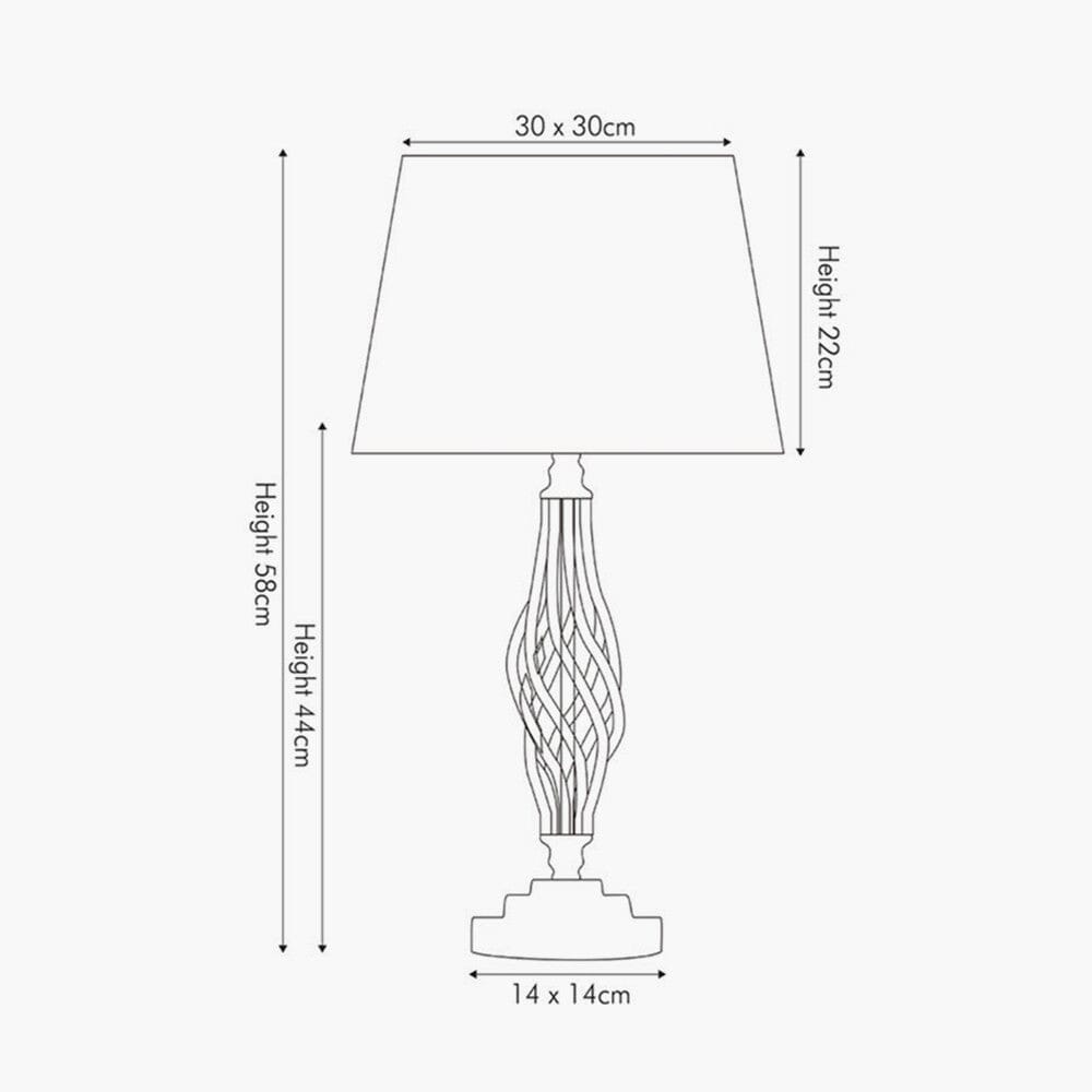 Silver Metal Twist Detail Table Lamp Table Lamp Black & Copper 
