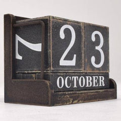 Square Block Calendar Homeware Black & Copper 