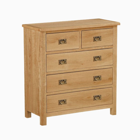 Surrey Oak Compact Chest 2 Over 3 Chest of Drawers FWHomestores 
