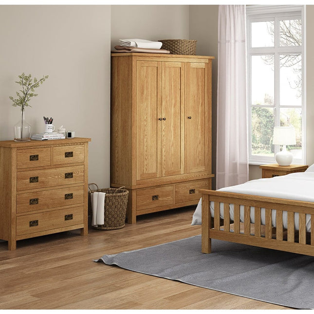 Surrey Oak Compact Chest 2 Over 3 Furniture FWHomestores 