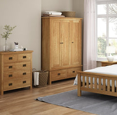 Surrey Oak Compact Triple Wardrobe Furniture FWHomestores 