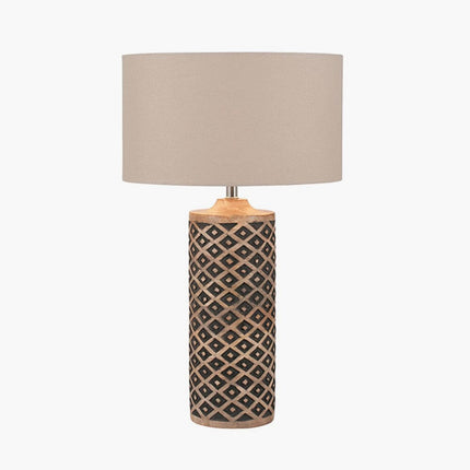Tall Wooden Diamond Table Lamp Table Lamp Black & Copper 