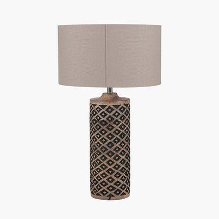 Tall Wooden Diamond Table Lamp Table Lamp Black & Copper 