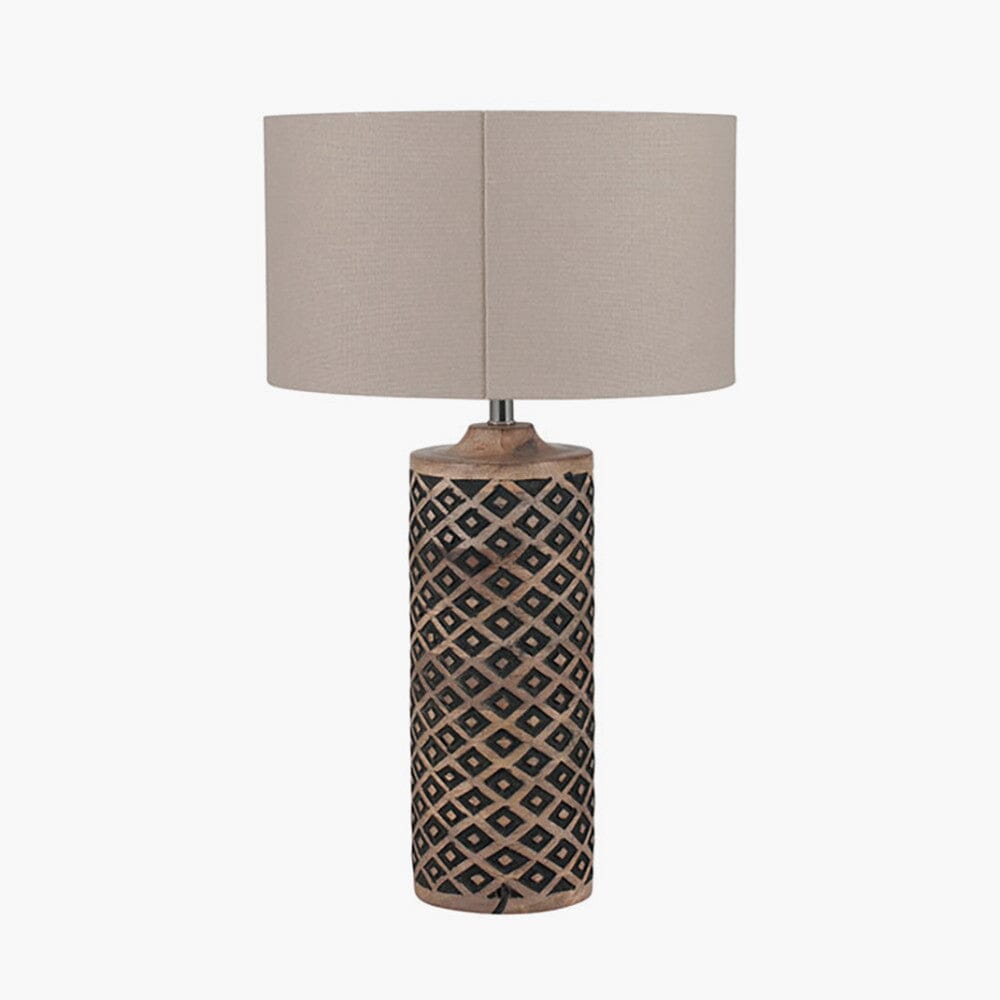 Tall Wooden Diamond Table Lamp Table Lamp Black & Copper 