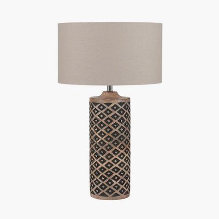 Tall Wooden Diamond Table Lamp Table Lamp Black & Copper 