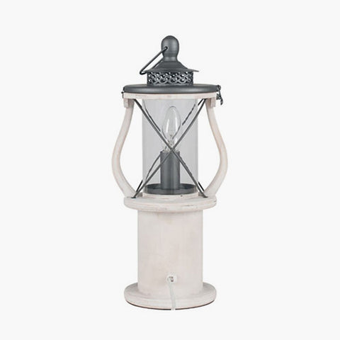White Wood Lantern Table Lamp Table Lamp Black & Copper 