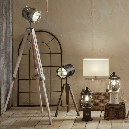 Whitewash Tripod Floor Lamp Floor Lamp Black & Copper 