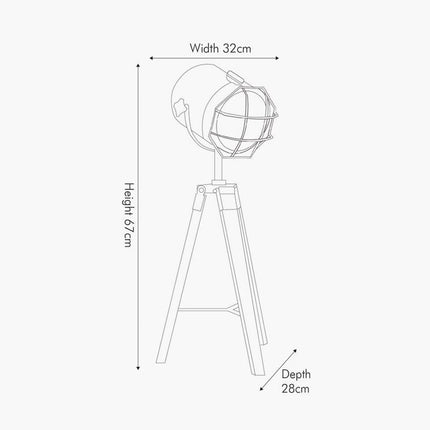 Whitewash Tripod Table lamp Table Lamp Black & Copper 
