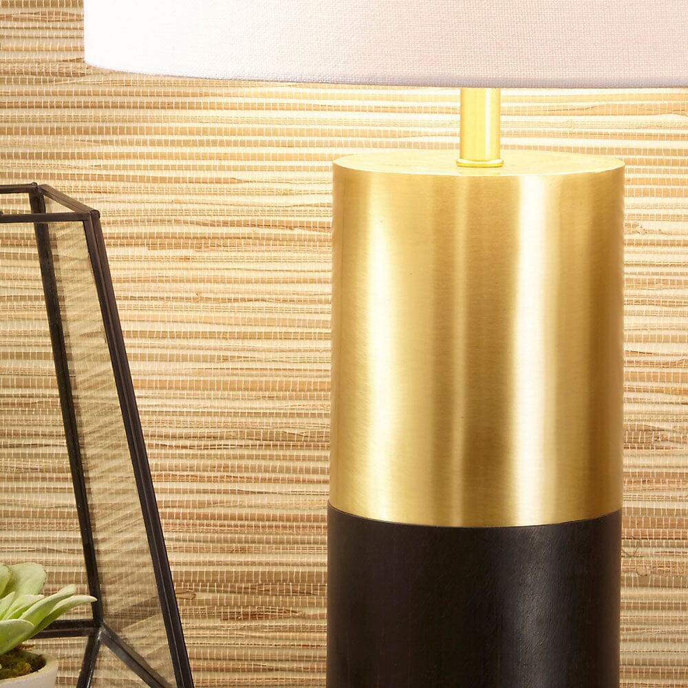 Wood and Metal Table Lamp Table Lamp Black & Copper 