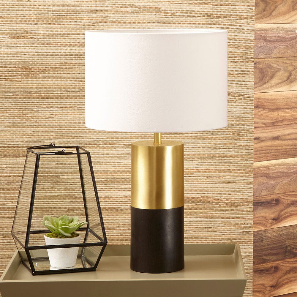 Wood and Metal Table Lamp Table Lamp Black & Copper 