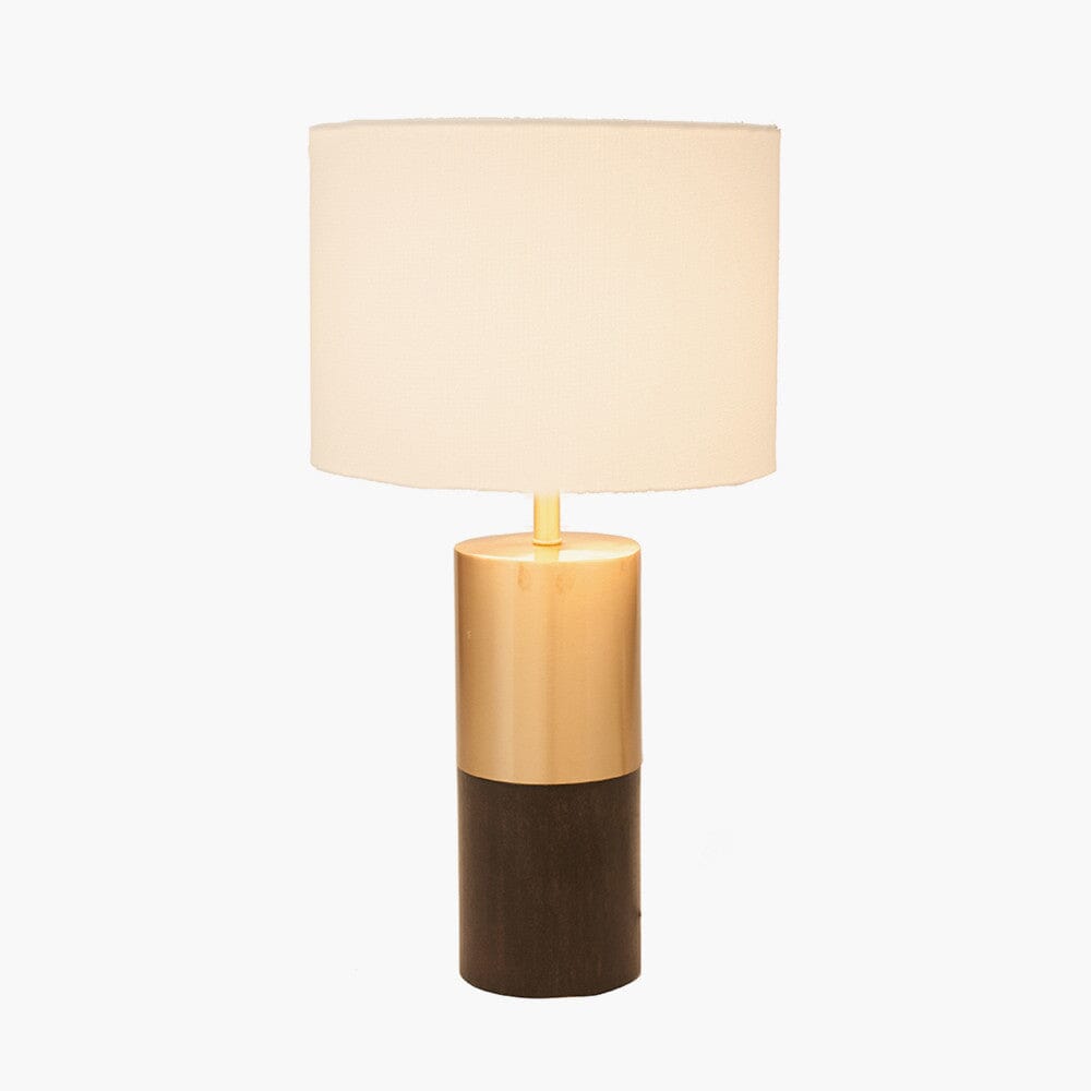 Wood and Metal Table Lamp Table Lamp Black & Copper 